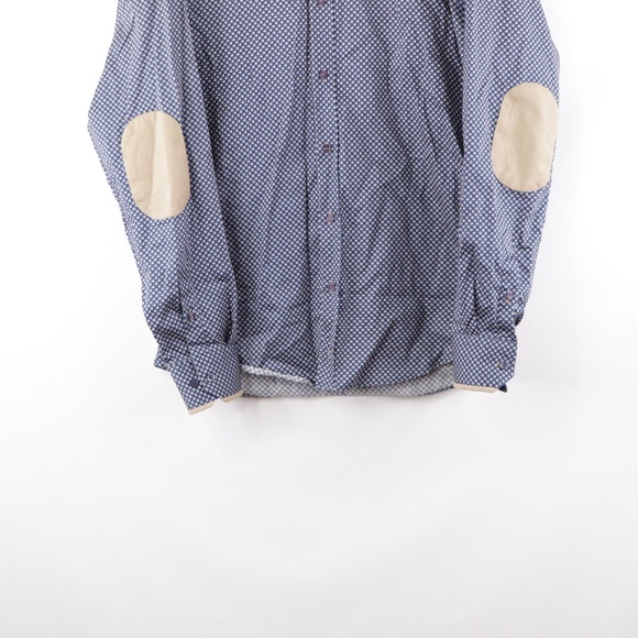 Emanuelle Khanh Mens XL Geometric Dress Shirt Blue - Picture 3 of 7